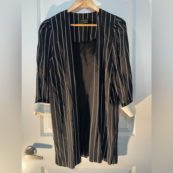 Algo 80’s 90’s Pinstripes Dress Jacket Light Shoulder Pads - Picture 1 of 10